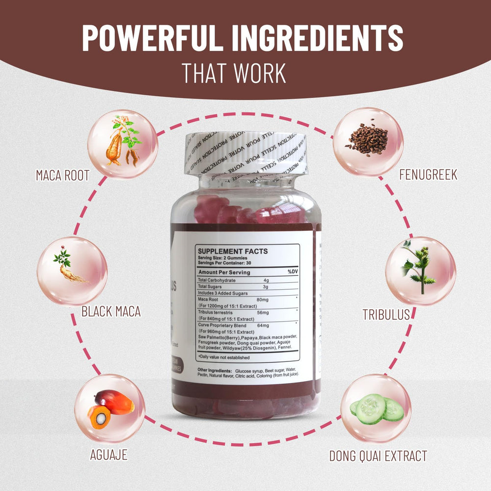 Graphic showing dong quai extract in Wins Town Maca Plus Gummies for women's wellness