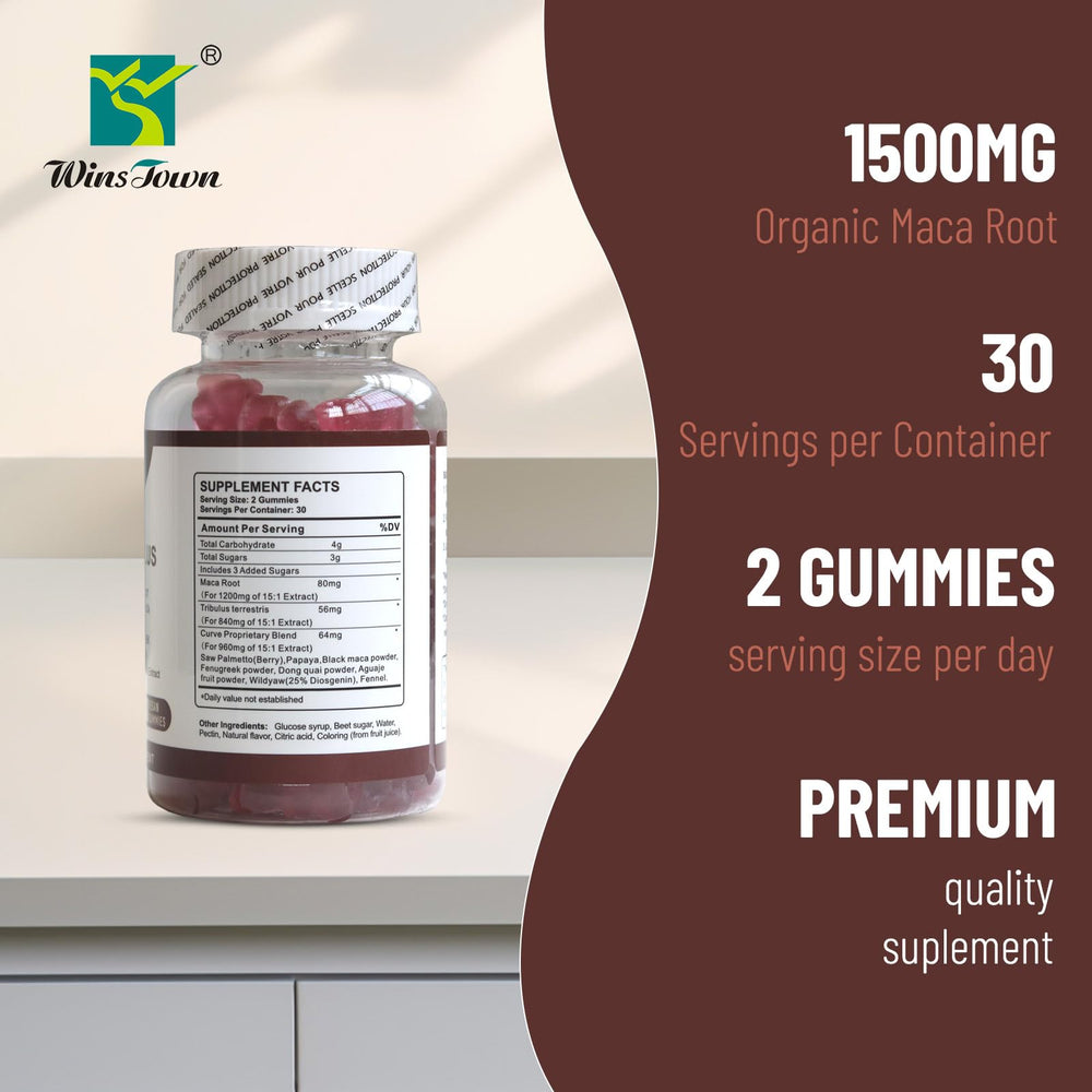 Illustration of skin support from Wins Town Maca Plus Gummies for firmer appearance