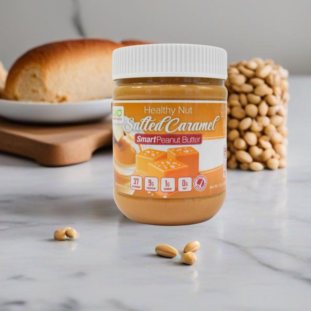 WiO SmartFoods Peanut Butter Salted Caramel on a snack plate for quick, satisfying bites