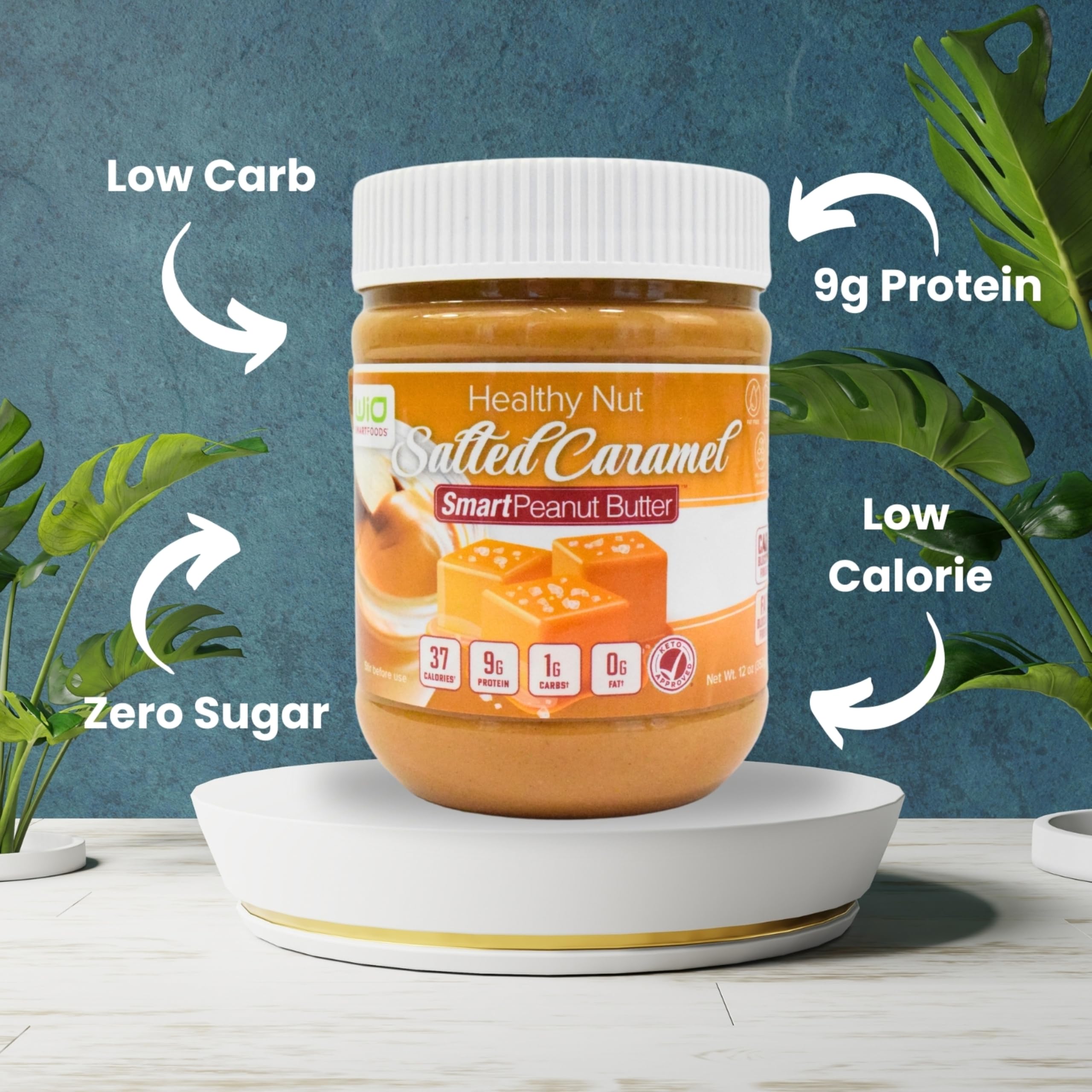 WiO SmartFoods Peanut Butter Salted Caramel swirl shot conveys indulgent yet clean eating