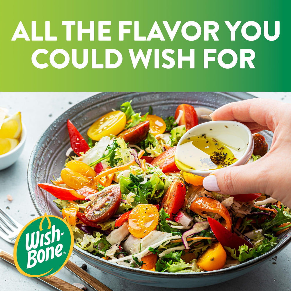 Wish-Bone dressing bottle standing on a countertop.