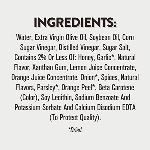 Wish-Bone extra virgin olive oil dressing close-up shows premium oil.