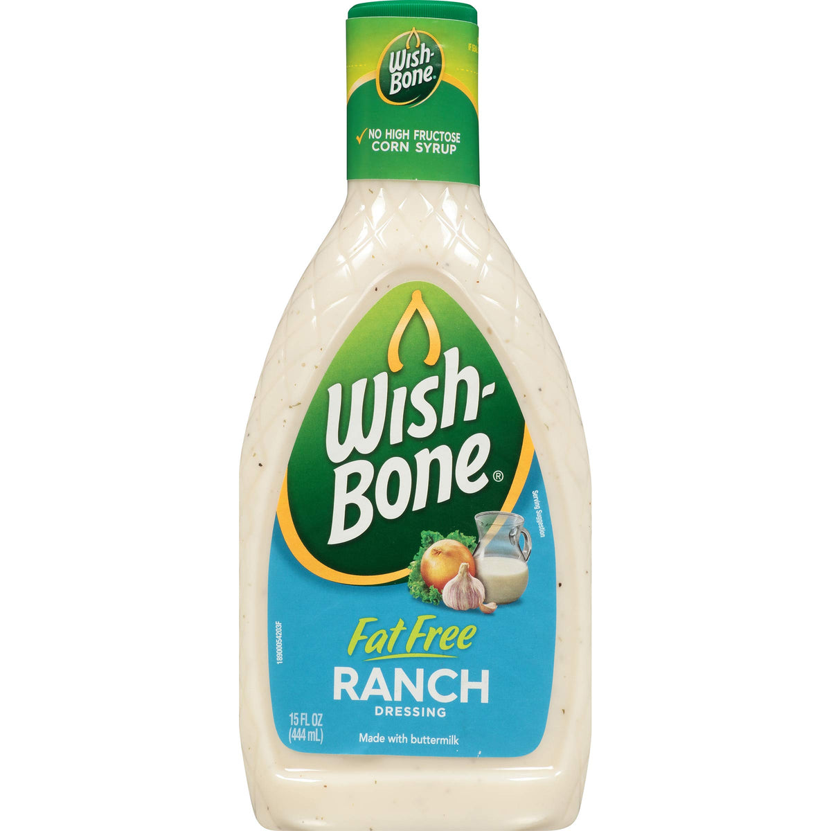 Wish-Bone Fat Free Ranch Dressing bottle front showing zero fat per serving