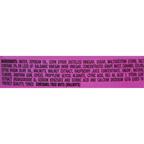 Wish-Bone Light Raspberry Walnut vinaigrette label closeup emphasizes herbal and balsamic blend.