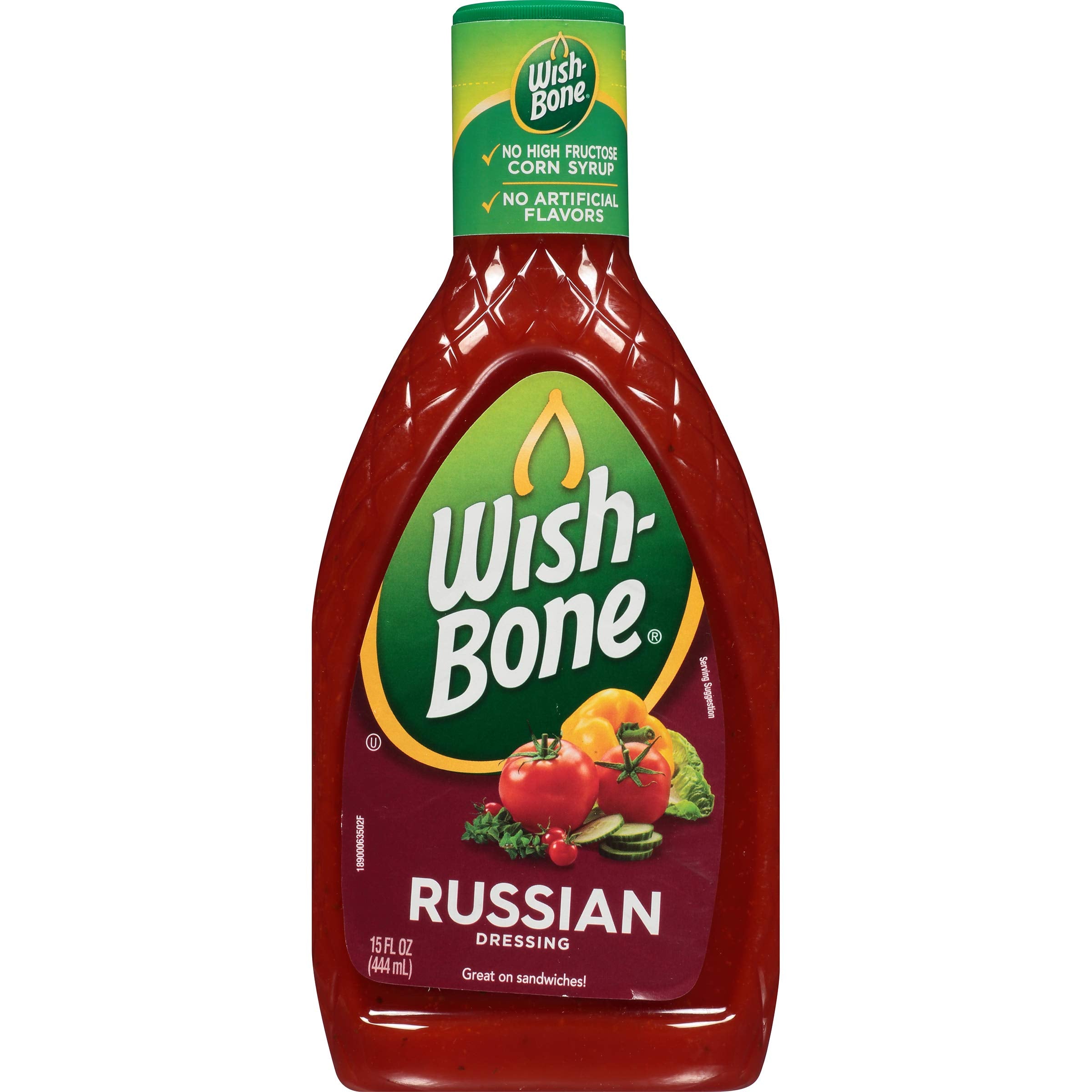 Wish-Bone Russian Dressing bottle ready to dress salads with sweet-tangy flavor.