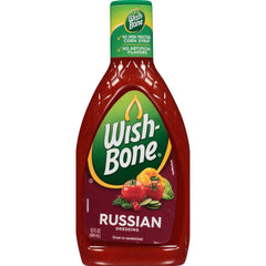 Wish-Bone Russian Dressing bottle ready to dress salads with sweet-tangy flavor.