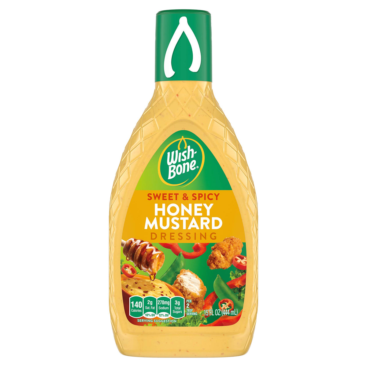 Wish-Bone Sweet & Spicy Honey Mustard bottle pour for salads, bold flavor