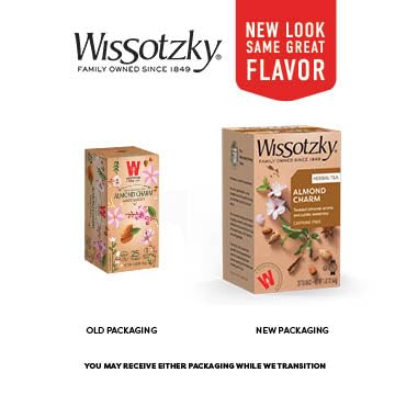 Wissotzky Almond Charm caffeine-free option for anytime enjoyment.