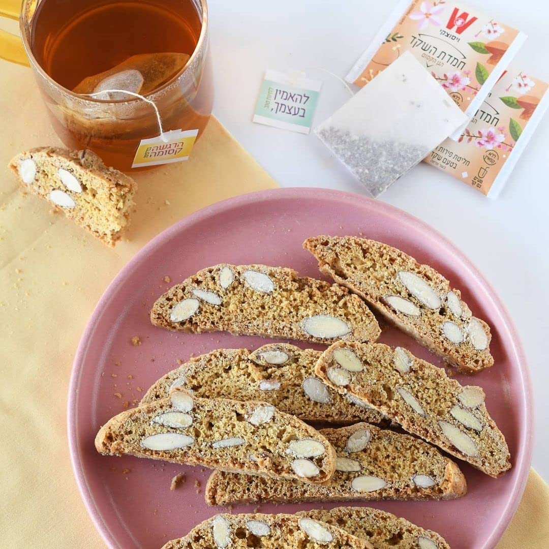 Aromatic fruity herbal notes in Wissotzky Almond Charm blend.