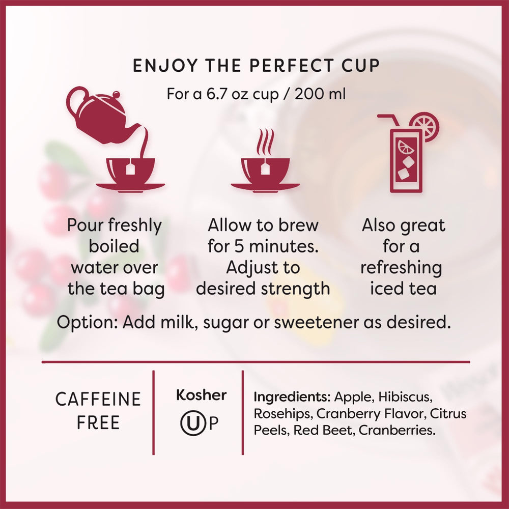 Wissotzky Cranberry Splash kitchen scene, everyday tea moment