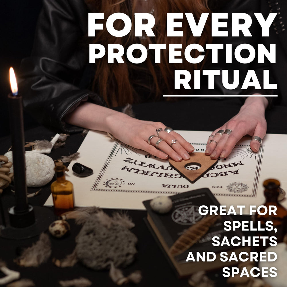 Witches & Wiccan black salt ink-spellwork mix prepared for personalized rites.