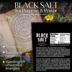 Packaging bag of Witches & Wiccan black salt for ritual use and gifting.