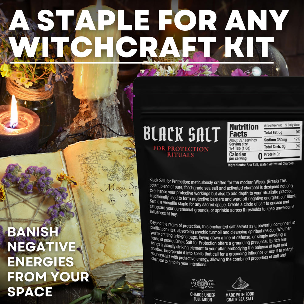 Carried in a pouch for personal protection with black salt.