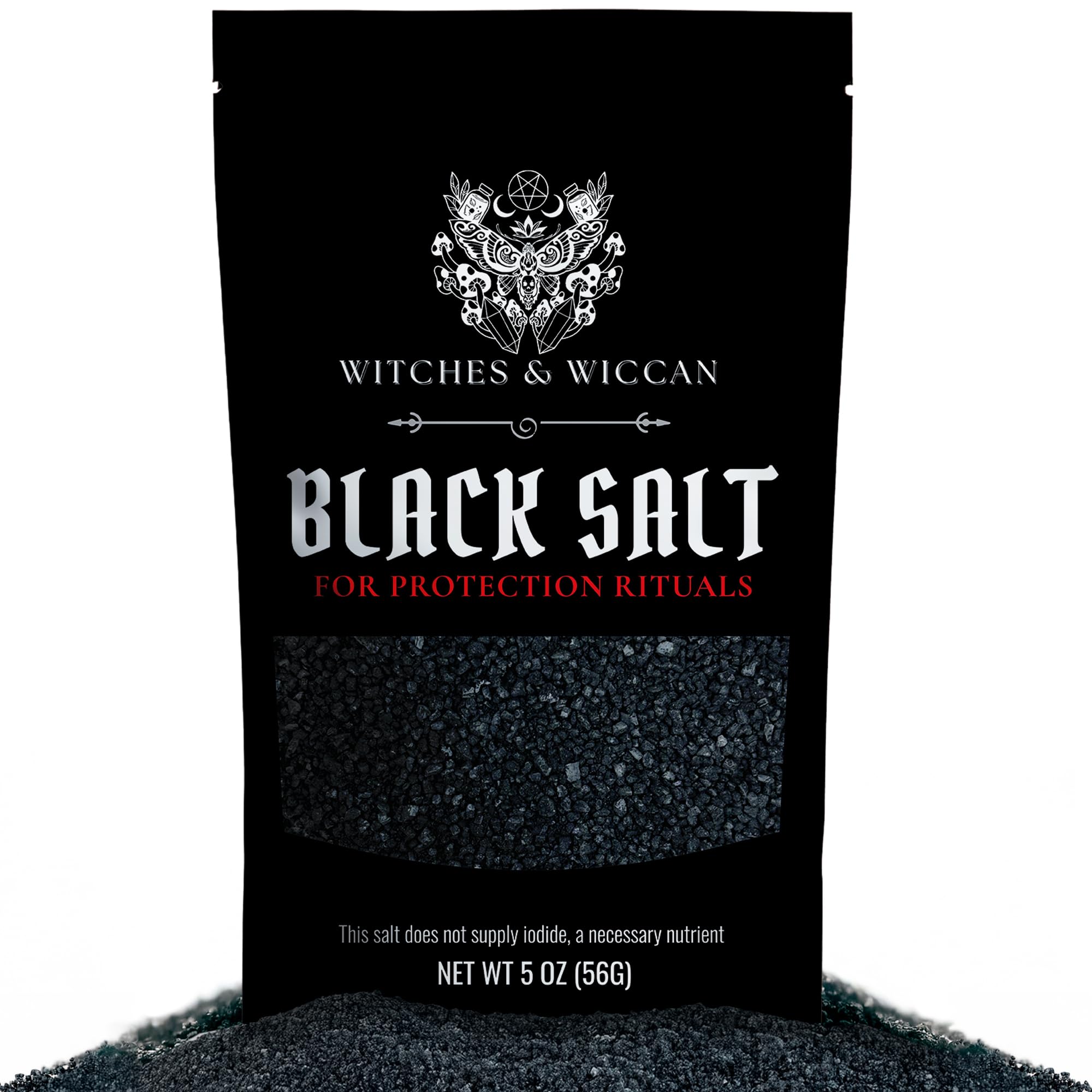 Witches and Wiccan black salt for protection rituals shields space and enhances energy work.
