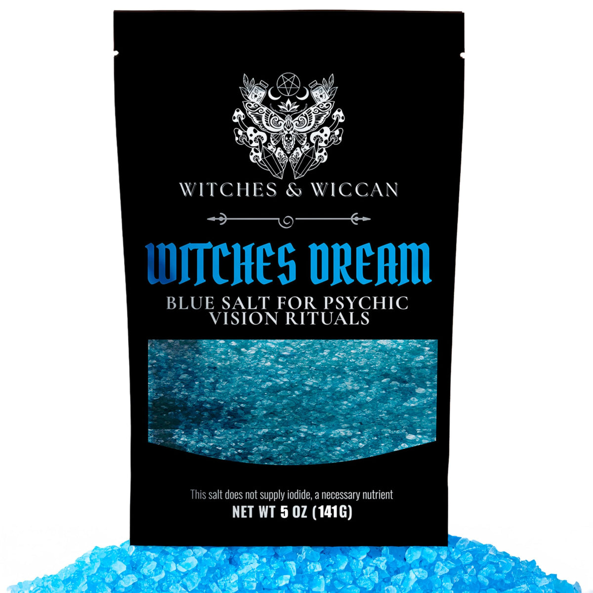 Witches & Wiccan blue sea salt activates the third eye to enhance intuition.
