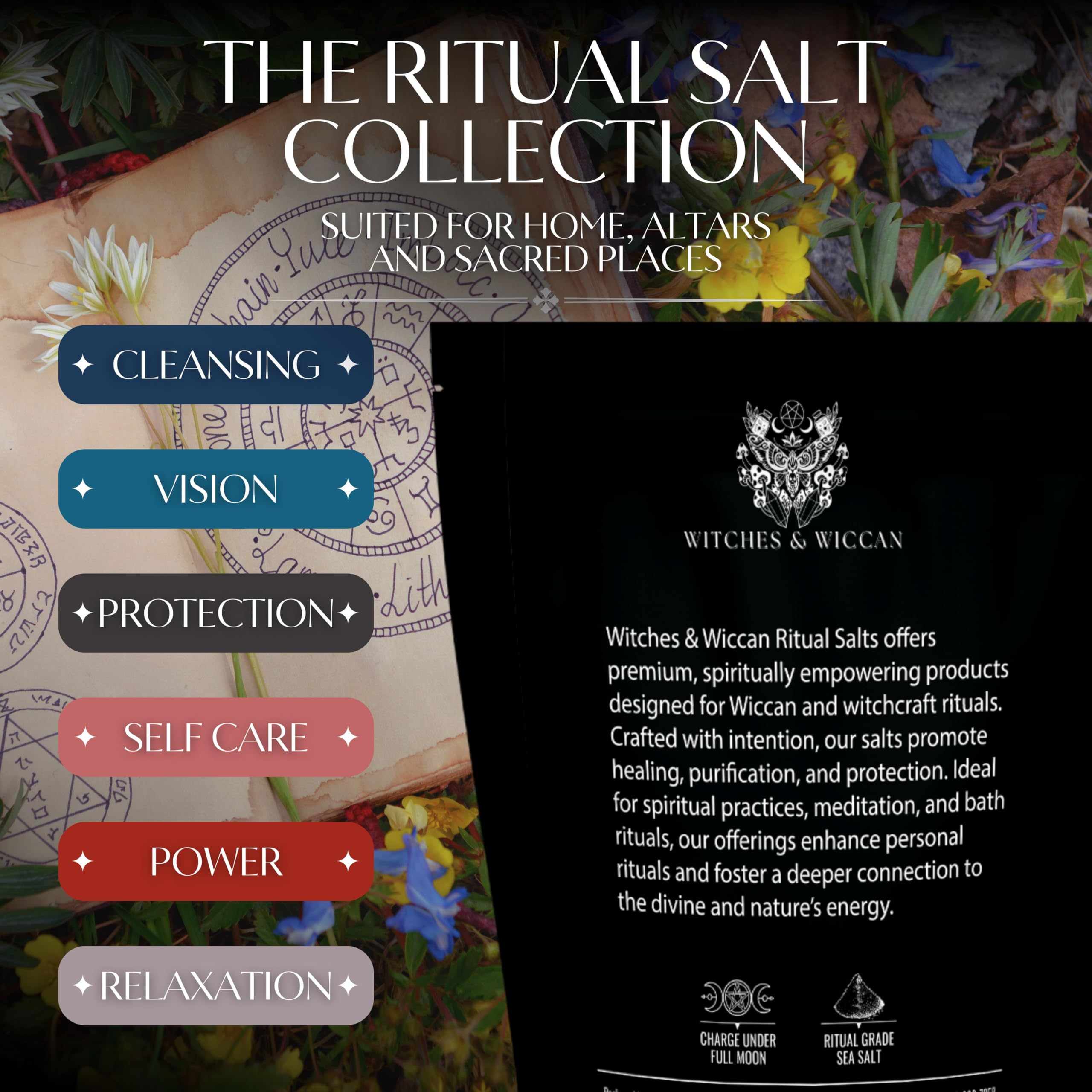 Witches & Wiccan blue witches dream salt bottle for calming dreams and focus.