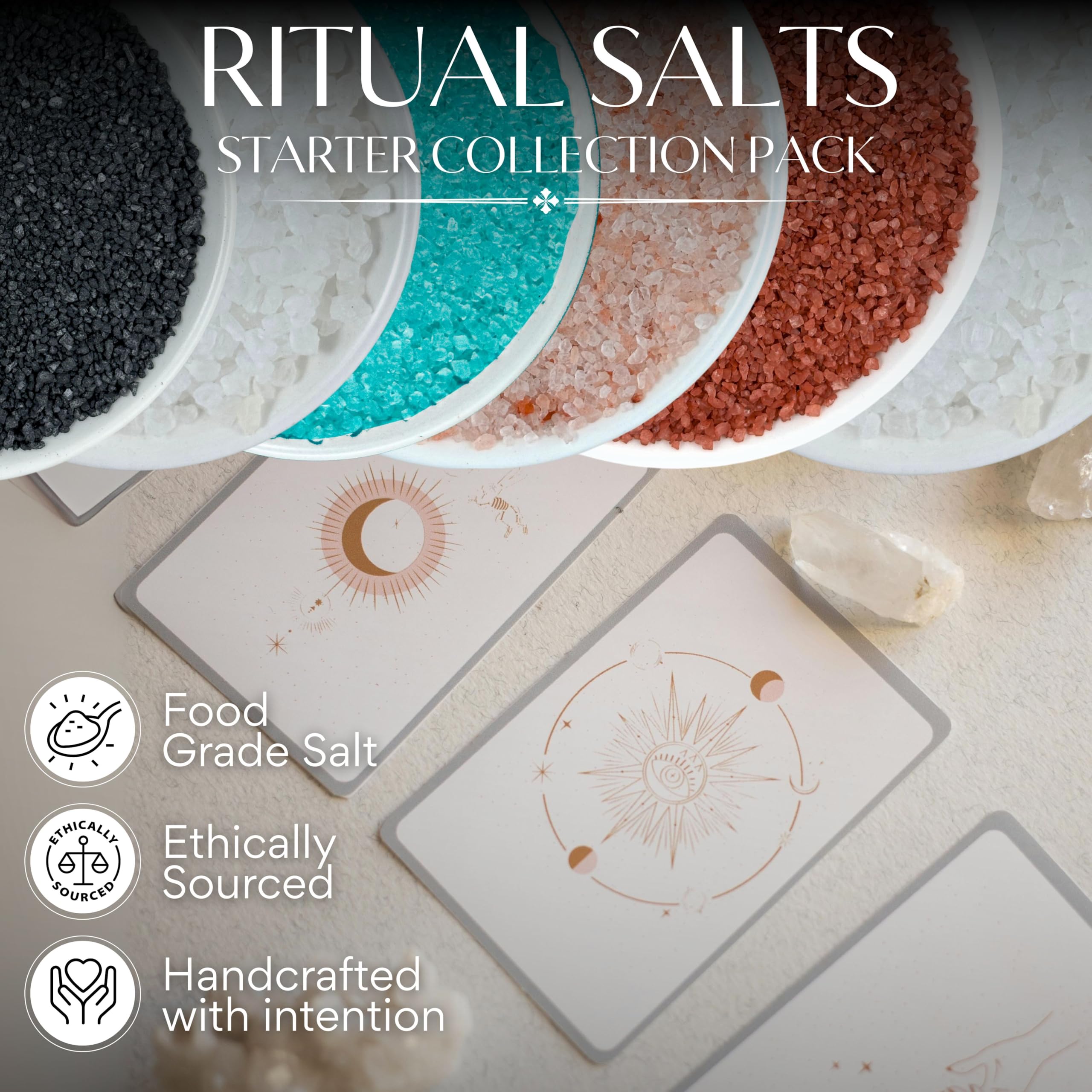 Witches & Wiccan white sea salt bottle ideal for cleansing sacred spaces.