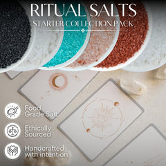 Witches & Wiccan white sea salt bottle ideal for cleansing sacred spaces.