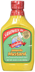 Woeber's Mustard Sandwich Pal Jalapeno jar and label, ideal for bold sandwiches