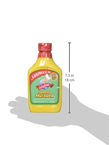 Woeber's mustard bottle beside fresh buns for quick meals