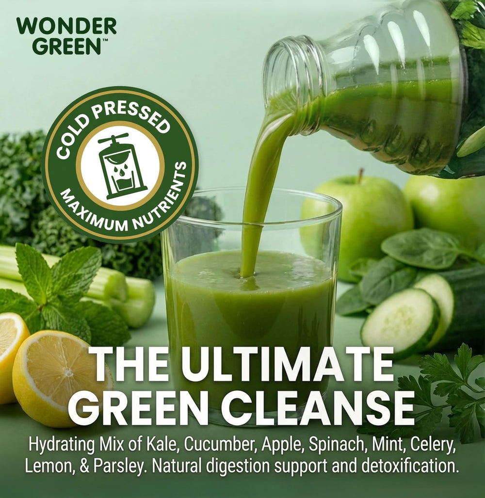 Wonder Green bottle pour shot captured as a crisp, inviting pour after workouts.