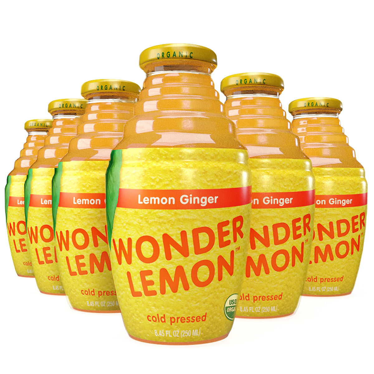 Wonder Lemon organic juice bottle on kitchen counter for quick daily refreshment
