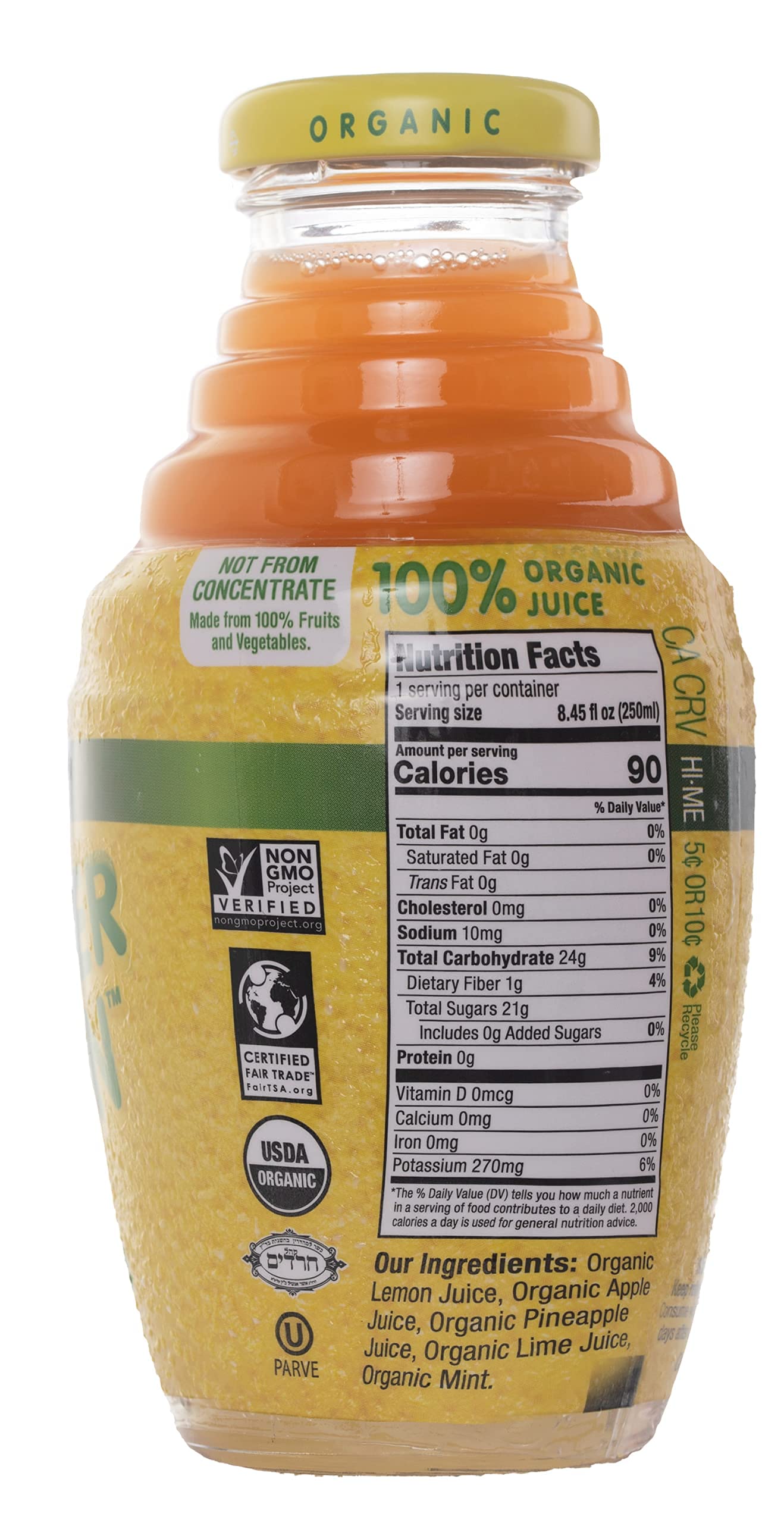 Wonder Lemon bottle side view highlights convenient 8.45oz size for on-the-go refreshment