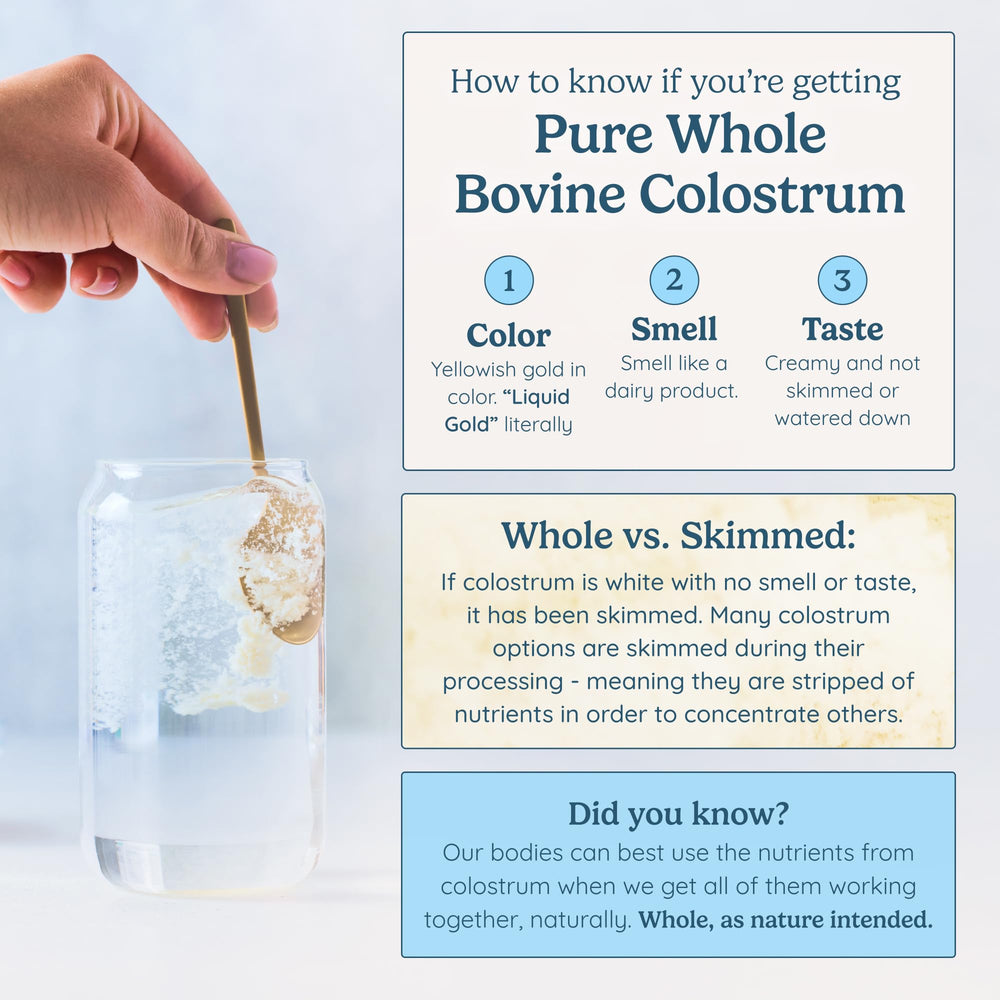 Close-up of ingredients and full spectrum nutrients in WONDERCOW colostrum