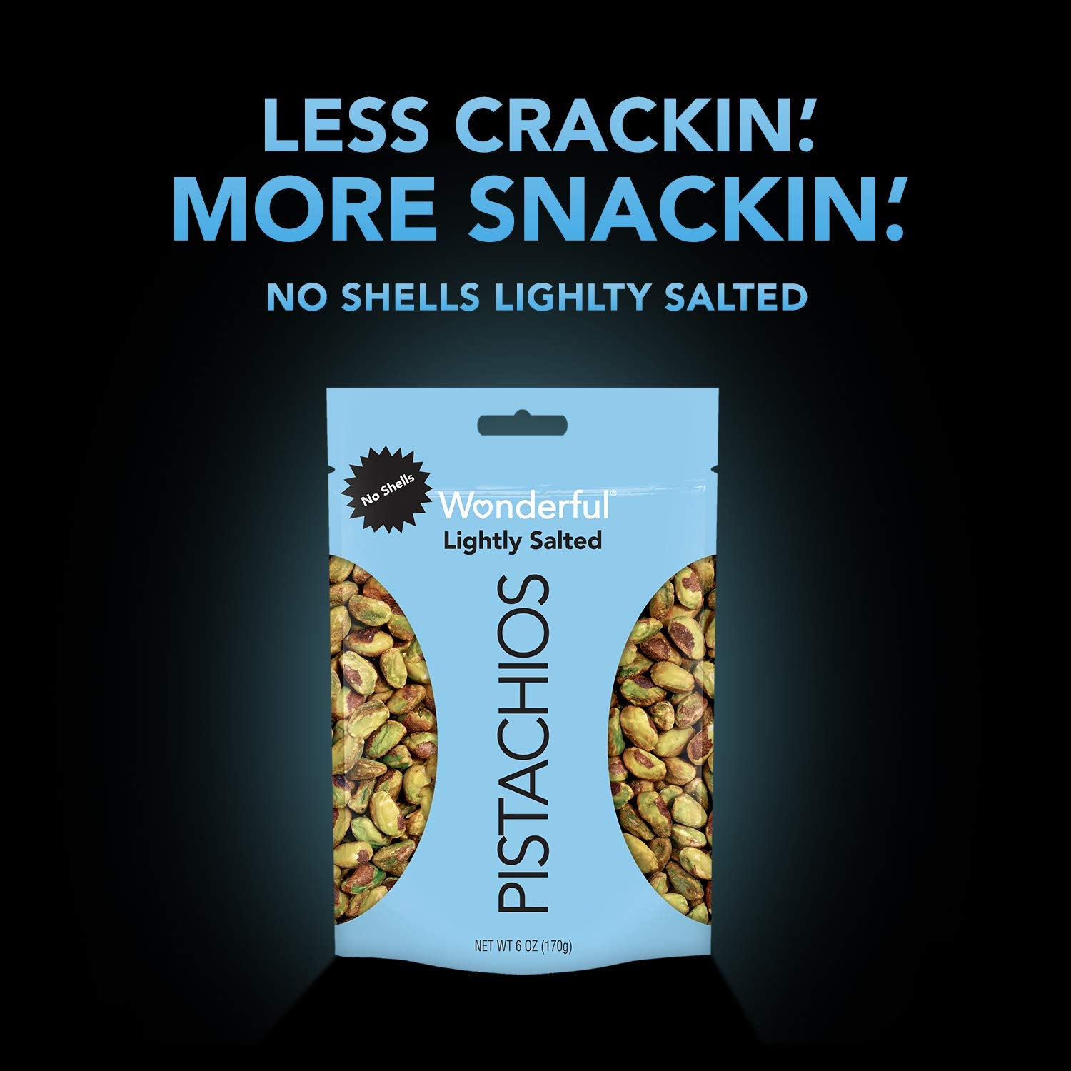 Handful of Wonderful Pistachios Lightly Salted for a quick, satisfying snack