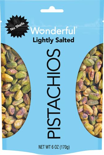Pouring Wonderful Pistachios Lightly Salted from a resealable pouch