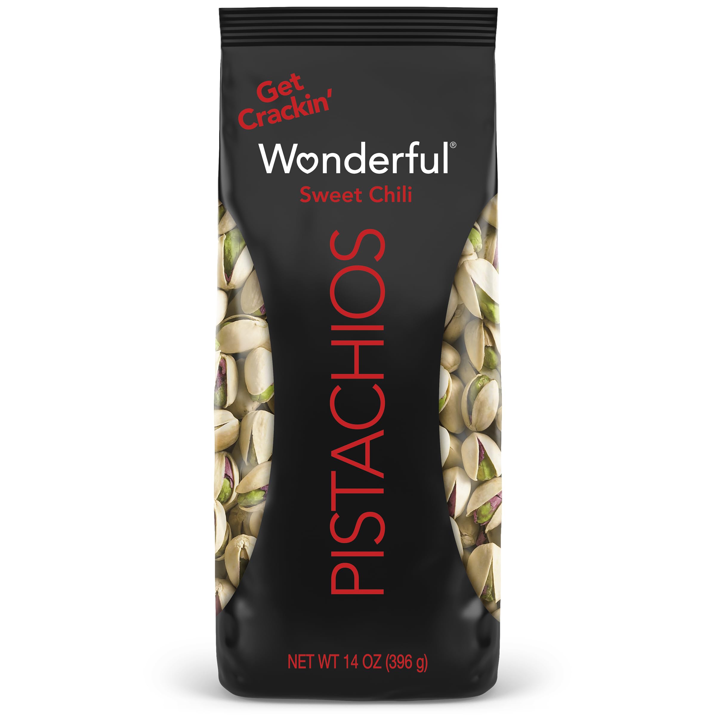 Wonderful Pistachios Sweet Chili in-shell bag 14oz, convenient gluten-free snack for anywhere