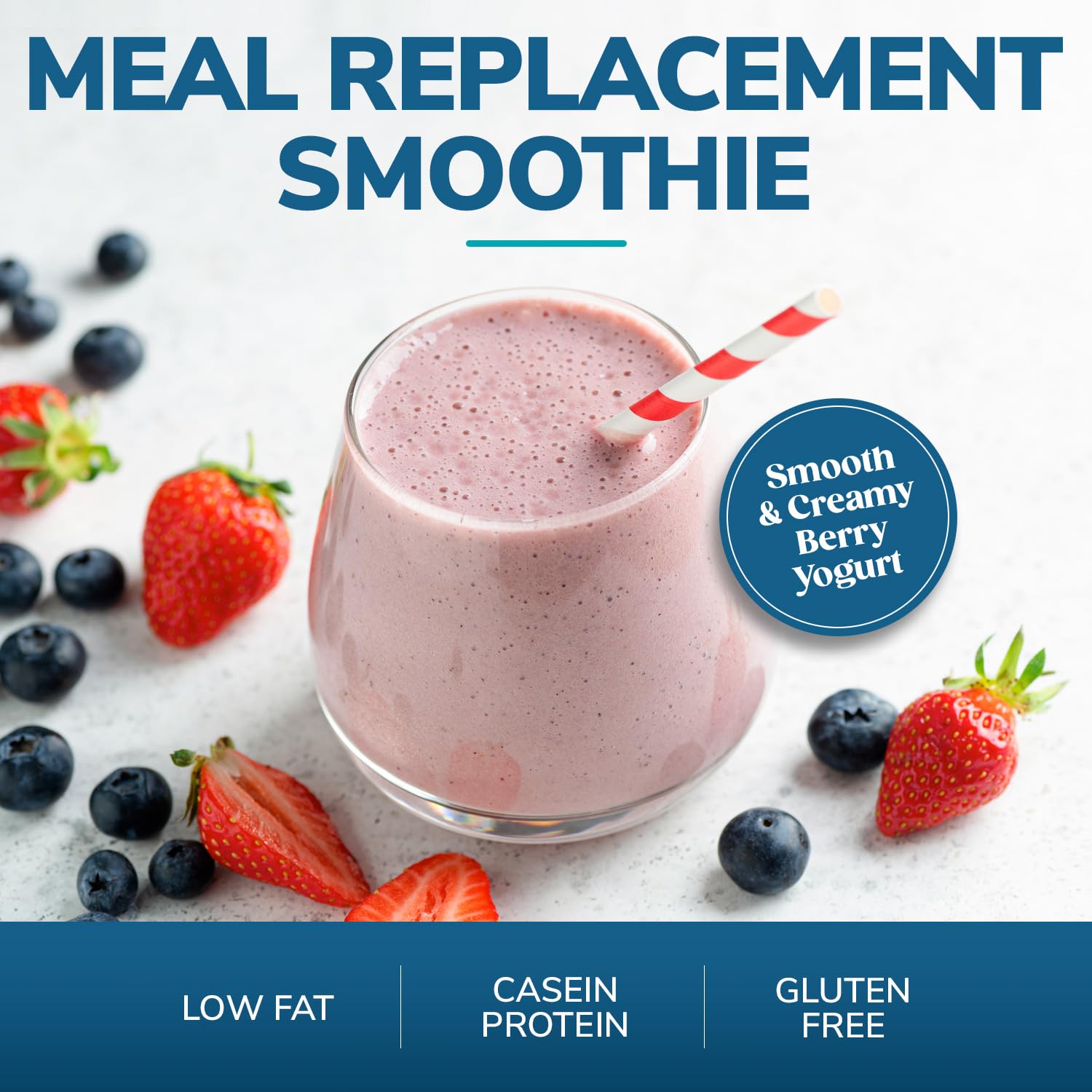 Close-up of WonderSlim Berry Yogurt smoothie texture and creaminess.