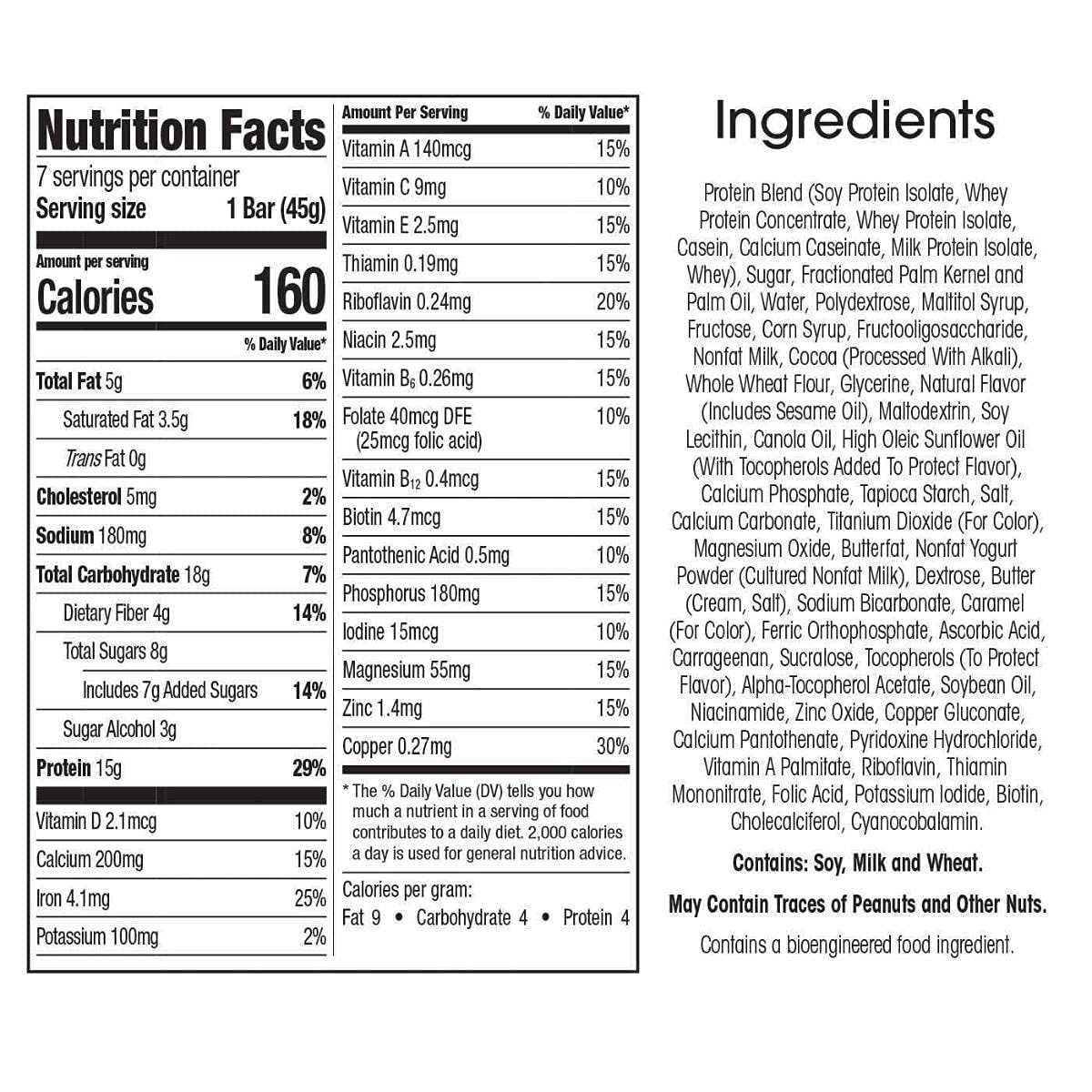 WonderSlim chocolate almond bar close-up highlights texture and protein bite