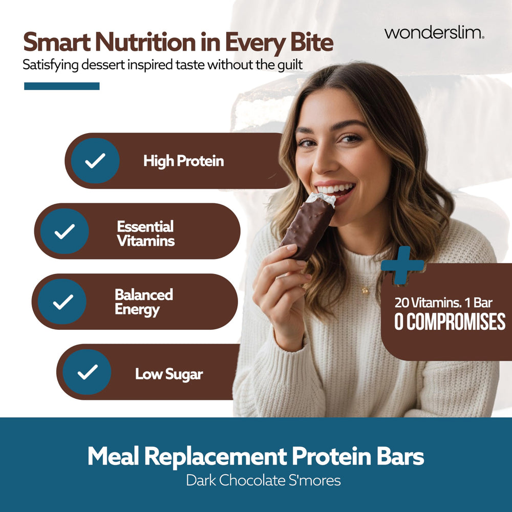 WonderSlim bar in hand offers on-the-go protein and satisfying flavor.