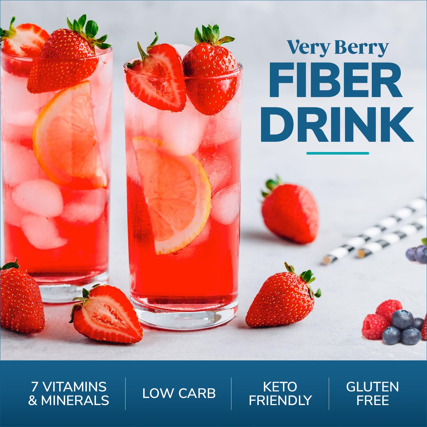 WonderSlim Very Berry bottle highlighting seven vitamins and minerals on the label