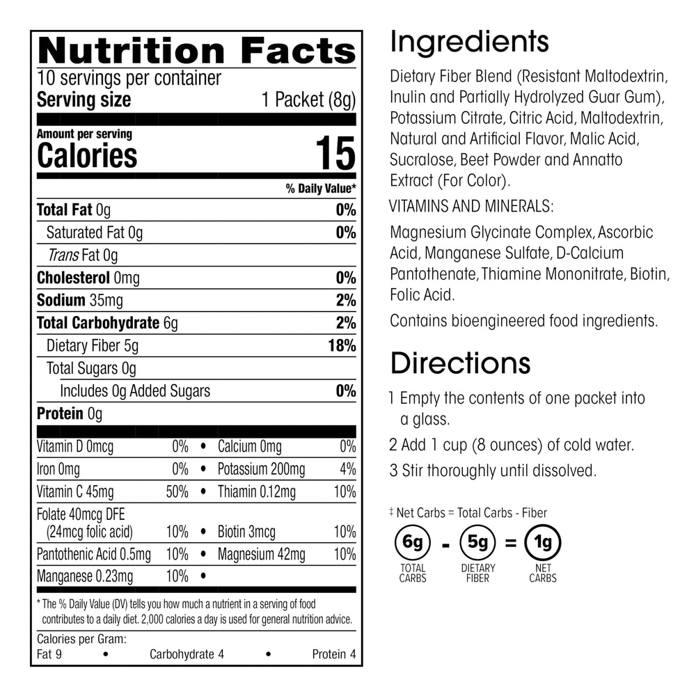 WonderSlim Very Berry Fiber Drink tub showing gluten-free and low-carb label