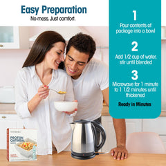 WonderSlim Instant Protein Oatmeal Apple Cinnamon microwave-prep image showing quick heat-and-eat