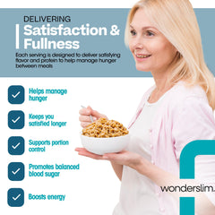 WonderSlim Instant Protein Oatmeal Apple Cinnamon microwave-ready for quick mornings.