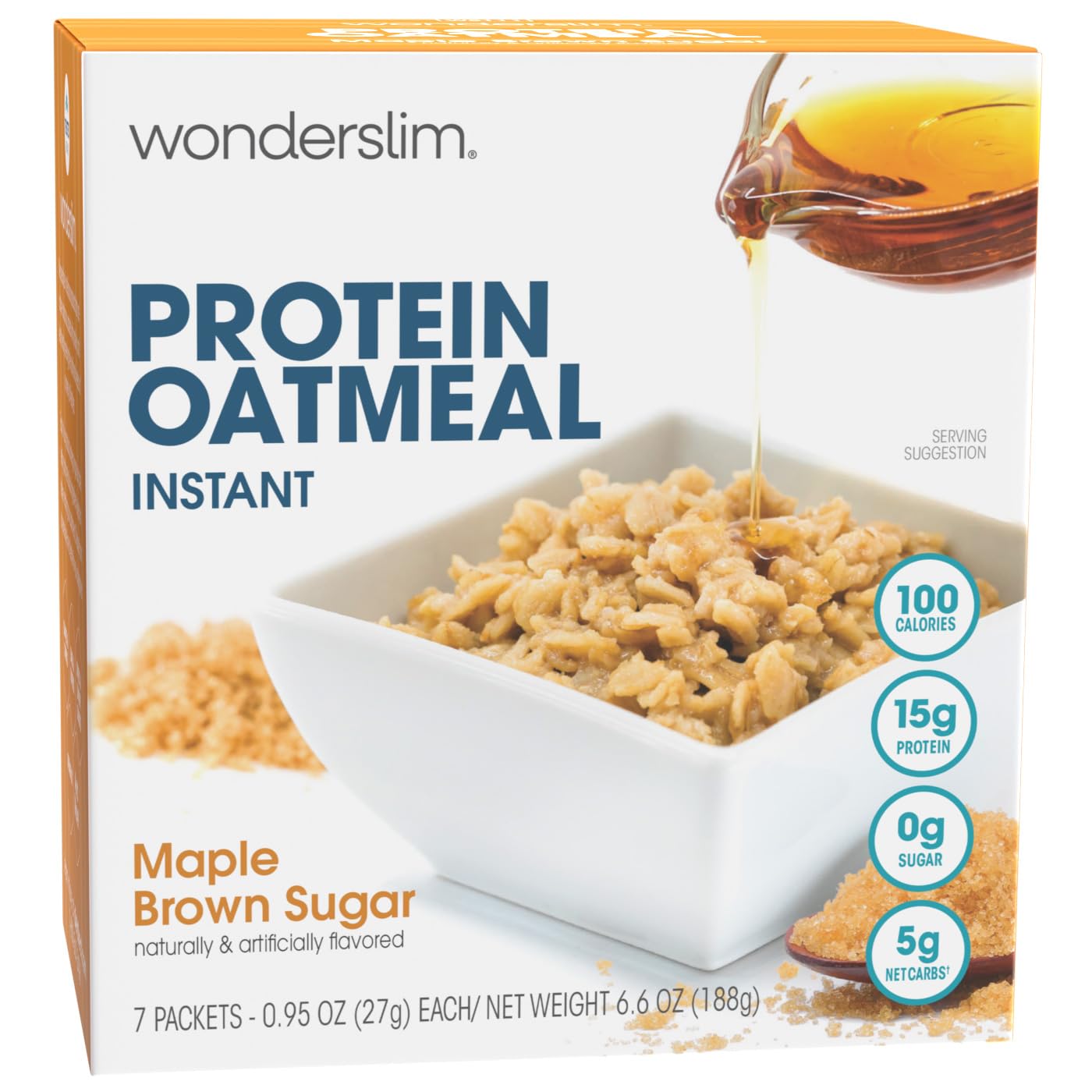 WonderSlim Instant Protein Oatmeal bowl with maple brown sugar, protein-packed breakfast