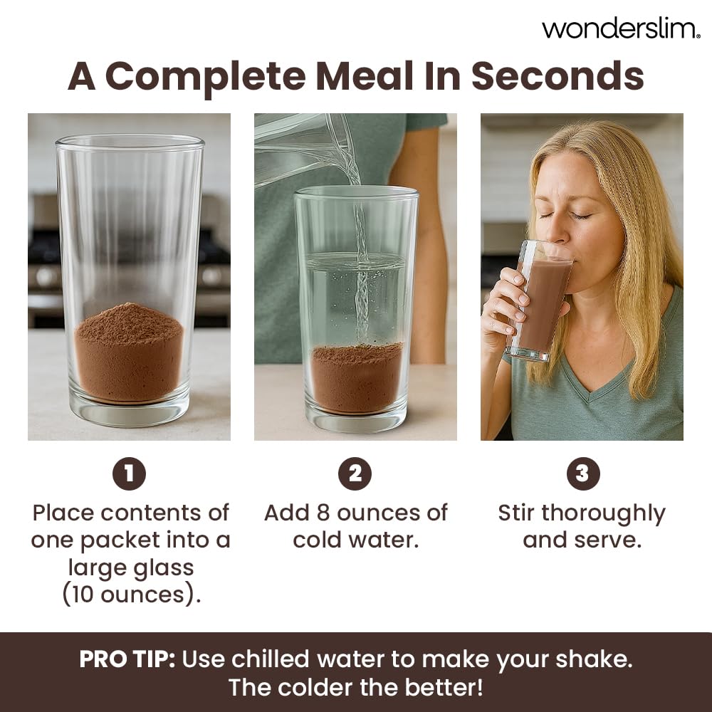 WonderSlim shake served in a glass with an on-the-go lifestyle cue.