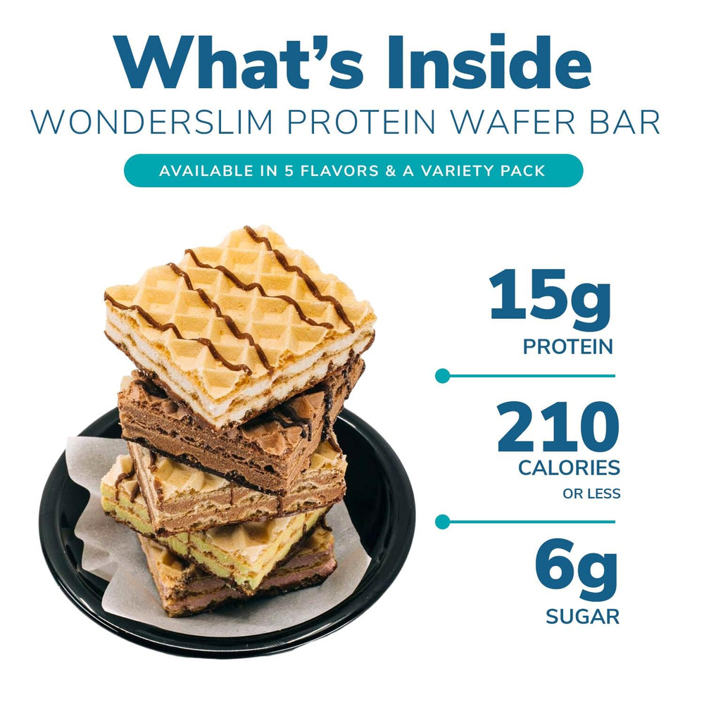 WonderSlim Lemon Protein Wafer Bar in a bag, ideal for on-the-go protein between tasks.