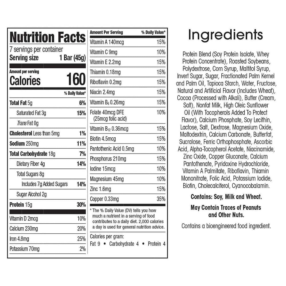 WonderSlim fudge graham bar nutrition facts with protein and vitamins