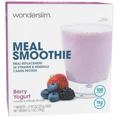 WonderSlim Berry Yogurt smoothie in 7-count box showing convenient packaging.