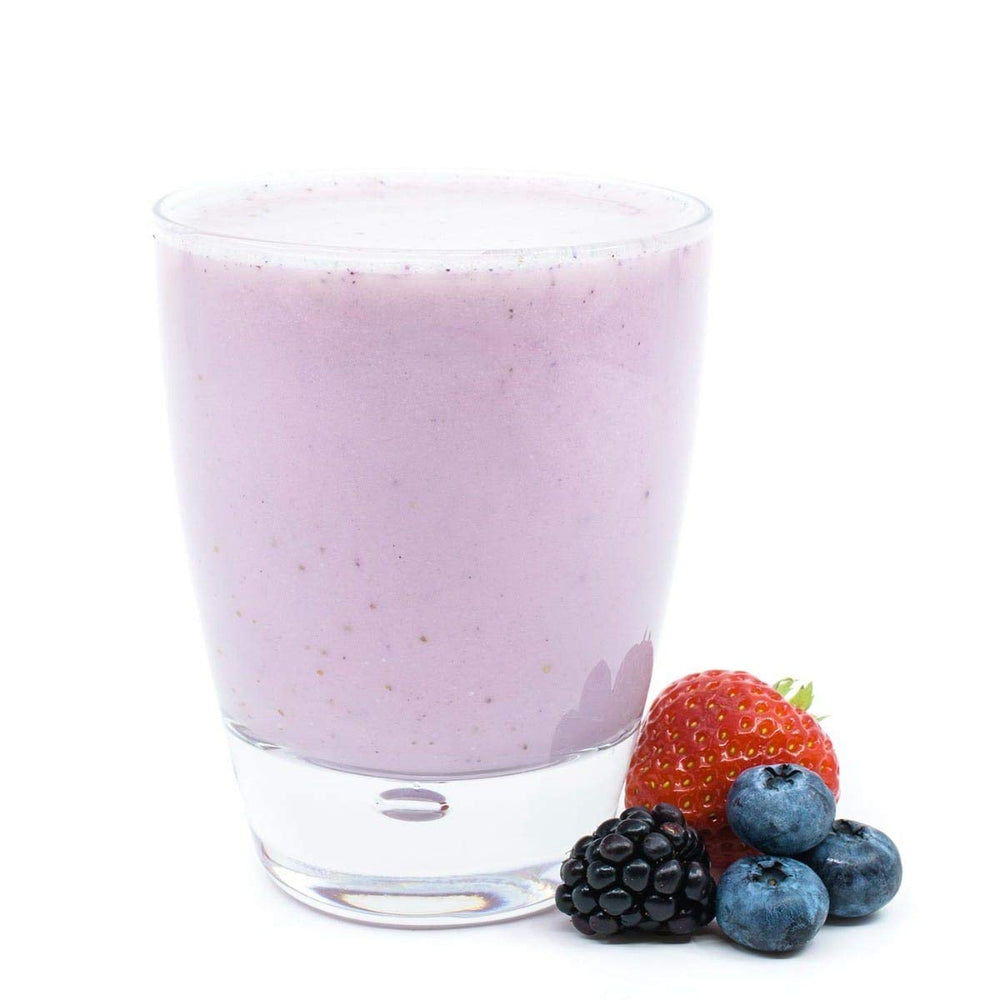 Nutrition facts label for WonderSlim Berry Yogurt meal replacement showing protein and vitamins.