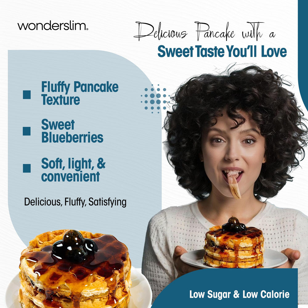 WonderSlim pancake stack with syrup shows versatile morning serving ideas.