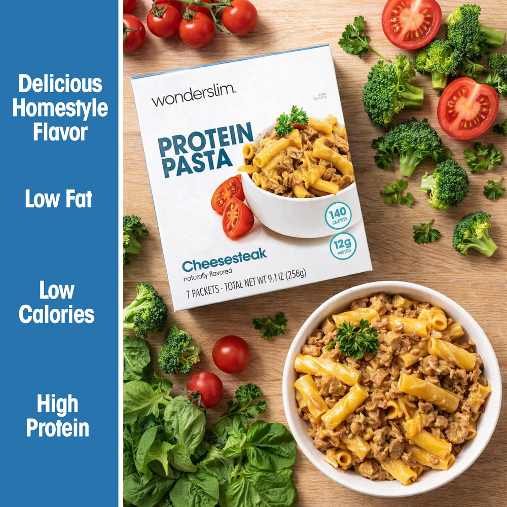 WonderSlim Protein Pasta packaging and single-serve cup