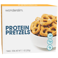 WonderSlim protein pretzel snack crunch for on-the-go satisfaction.
