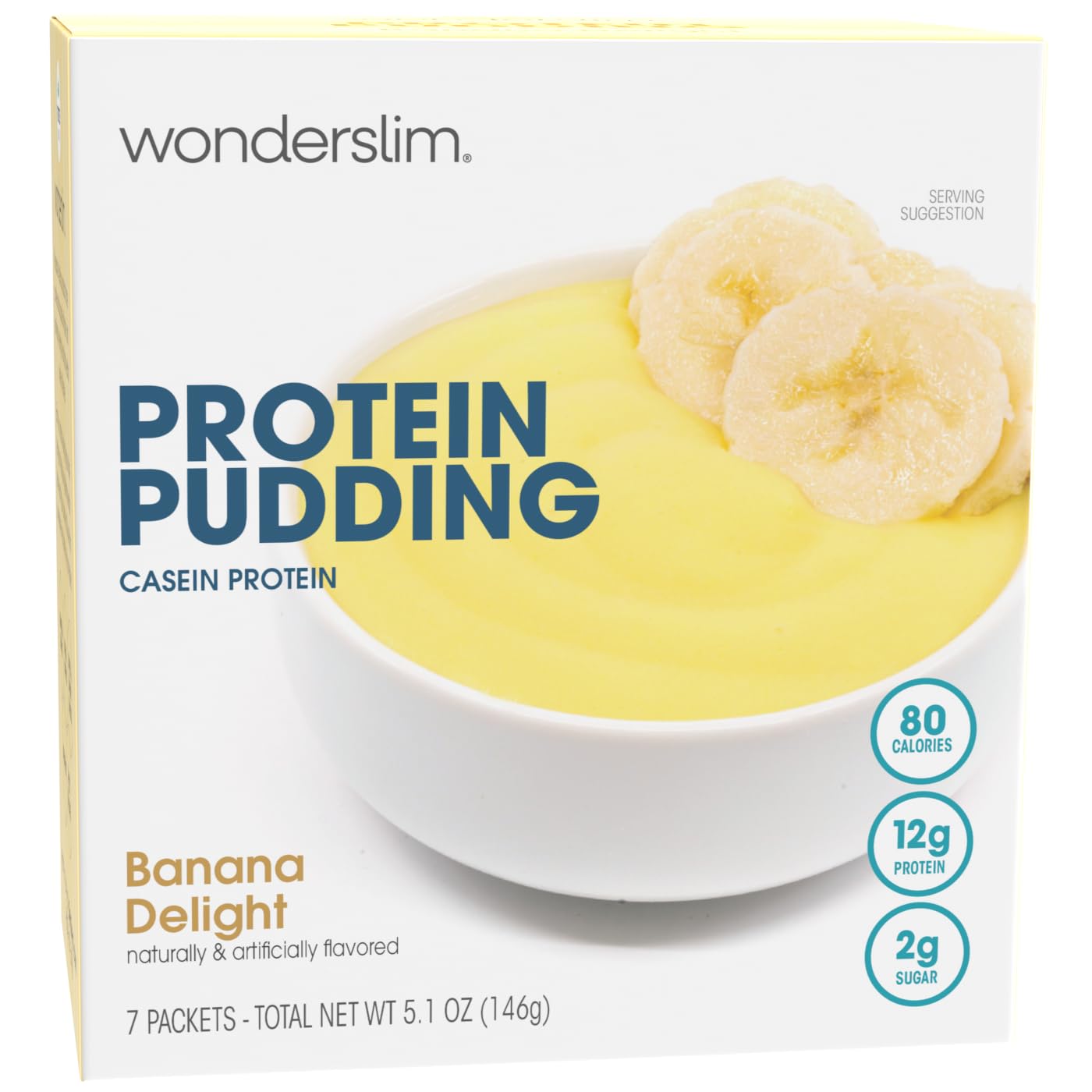 WonderSlim Banana Delight packaging highlighting gluten-free option for guilt-free snacking.