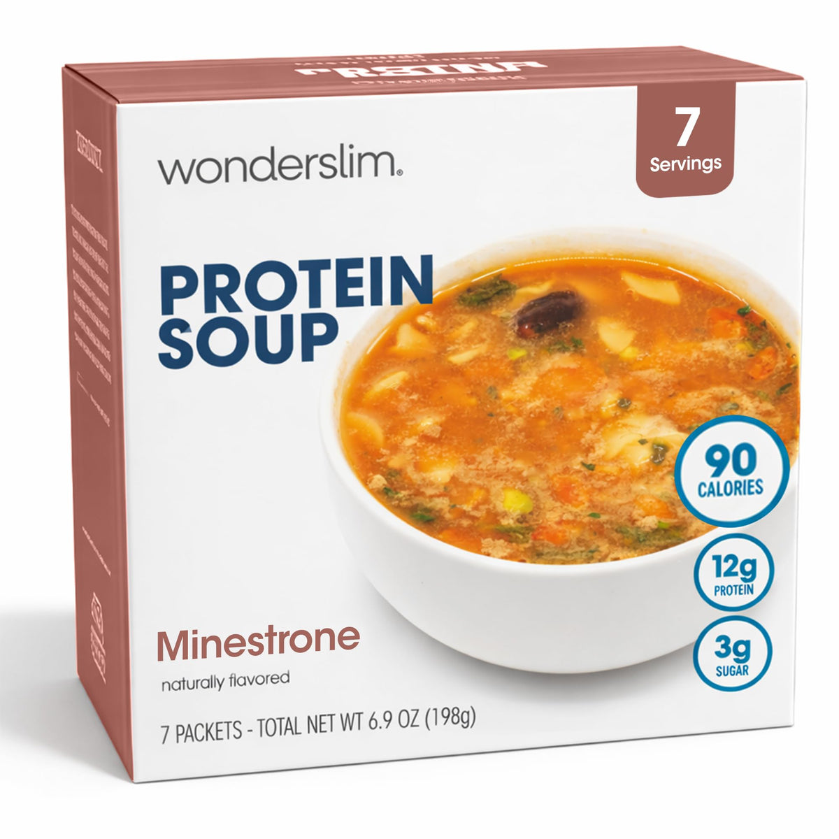 WonderSlim Minestrone box packaging for quick protein meals.