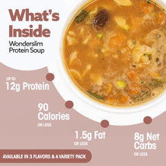 WonderSlim Minestrone cup ready-to-serve, ideal for a satisfying lunch.